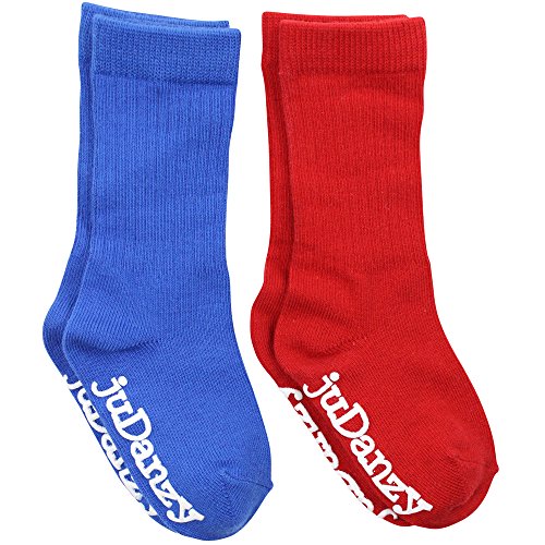 juDanzy 2 Pack of Ribbed Mid-Calf Girls & Boys Socks (2-4 Years, Blue & Red)