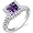 Princess Cut 0.75 Carats Amethyst Engagement Ring in Sterling Silver Rhodium Finish Size 5