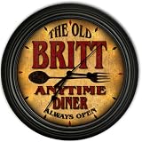 Britt 's Family Diner Black Cascading Pub Style Wall Clock Image