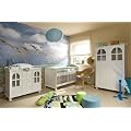 Babyzimmer Kinderzimmer AMSTERDAM Wei� Babym�bel Set 4tlg komplett Schrank 2-t�rig Babybett Wickelkommode Wandregal