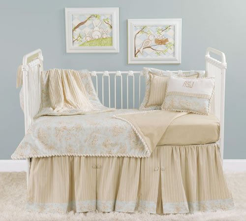 Blue Baby Toile Toddler Bedding