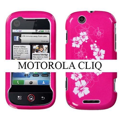 MOTOROLA DROID X PINK AND WHITE HIBISCUS FLOWERS DESIGN HARD CASE COVER