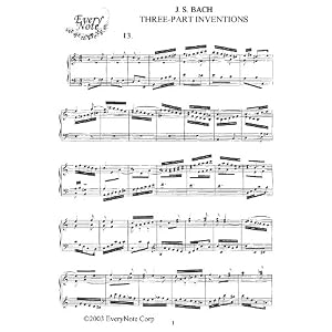 Buy Bach J.S. 3-Part Inventions: Invention No. 13: Instantly download and print sheet music by J.S. Bach