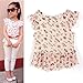 Shouhengda Girls Bear Printed Irregular T-shirt and Flower Pants Outfits