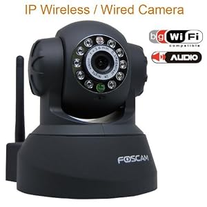 Foscam FI8908W Wireless IP Camera with Pan & Tilt, Night Vision, 2 Way Audio, Apple Mac and Windows compatible, Color - Black