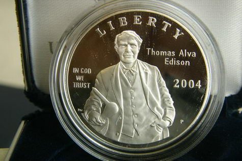 2004 Us Thomas Edison Commemorative Silver Dollar Proof