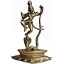 Dancing Lord Krishna on Snake Hood Handmade Brass Statue from India 9 x 6.1 x 2.75 inches
