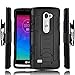 LG LEON Case, Starshop Full Protection Dual Layers Hybird Case with Kickstand and Locking Belt Swivel Clip + Premium Screen Protector Black