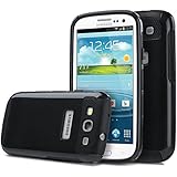 Galaxy S3 Case, S3 Case - ULAK [Colorful Series] 2-Piece Style Hybrid Rubber Matte Slim Hard Case Cover for Samsung Galaxy S3 III I9300 (Black/Black)