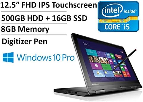 2016 NEW Lenovo Thinkpad Yoga 12 Multimode Business Laptop, 12.5" Full-HD IPS Touchscreen + Pen Support, Intel Core i5-5300U 2.3GHz, 8GB DDR3, 500GB HDD + 16GB SSD, 802.11ac, Bluetooth, Windows 10 Pro
