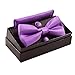 Alizeebridal Men's Solid Formal Banded Pre-tied Bow Ties Set