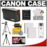 Canon PSC-900 Leather Digital Camera Case Bag + (2) NB-4L Batteries + Tripo ....