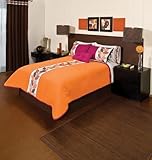 IMAGE OF Orange Fuchsia Comforter Sheets Bedding Set King 9 Pcs