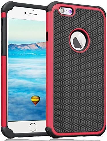 iPhone 6S Case,JAWEKE Hybrid Dual Layer Shock Absorbing Armor Defender Protective Case Cover (Hard Plastic with Soft Silicon) for Apple iPhone 6 6S(Black/Red)