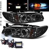 Eautolight 6000k Slim Xenon HID Kit + 97-03 Grand Prix Halo Smoke Projector Head Lights