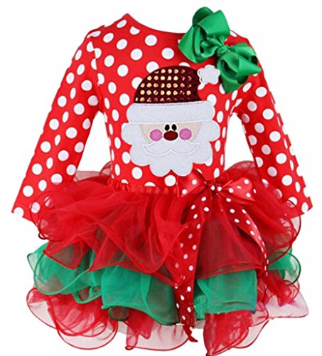 Eyekepper Little Girls' Christmas Polka Dot Bow Tulle Splice Princess Tutu Dress