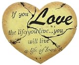 Outdoor Living : Beautiful Handcrafted & Painted Heart Shaped Stoneware Garden Wall Sign