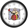 Easter Bunny on Easter Egg Easter Theme Wall Clock by WatchBuddy Timepieces (Black Frame)