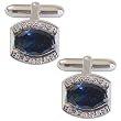 Mens Cuff Links Pair Sterling Silver Zircon Gemstone (cflng246)