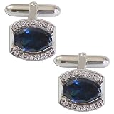 Mens Cuff Links Pair Sterling Silver Zircon Gemstone (cflng246)