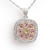 0.42 Carat 14K3T Pink Sapphire Flower Pendant