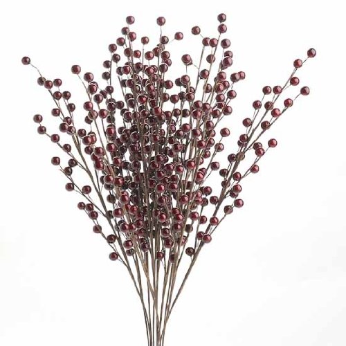Factory Direct Craft Package of 12 Burgundy Berry Floral Sprays for Christmas, Holiday, Party, and Wedding Decorating