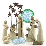 Willow Tree 10 Piece Starter Nativity Set By Susan Lordi with Go Green Compressed Bamboo Towels