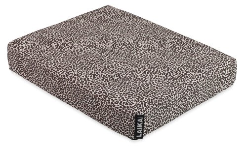 Laika Design Orthopedic and Antimicrobial Dog Bed, Beige and Brown and Off White Leopard, X-Small