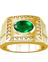 14K Yellow Gold Oval Cut Emerald Solitaire Ring