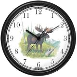 Moose Bull JP Animal Wall Clock by WatchBuddy Timepieces (Black Frame)