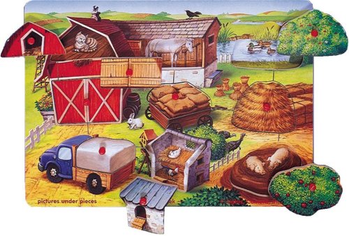 Childrens Toyshop  Toys : Wooden Farm Hide & Seek 9-piece Peg Puzzle