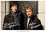 BENEDICT CUMBERBATCH & MARTIN FREEMAN SHERLOCK HOLMES SIGNED AUTOGRAPH PHOTO A4 12X8 INCHES PRINT POSTER
