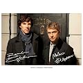 BENEDICT CUMBERBATCH & MARTIN FREEMAN SHERLOCK HOLMES SIGNED AUTOGRAPH PHOTO A4 12X8 INCHES PRINT POSTER