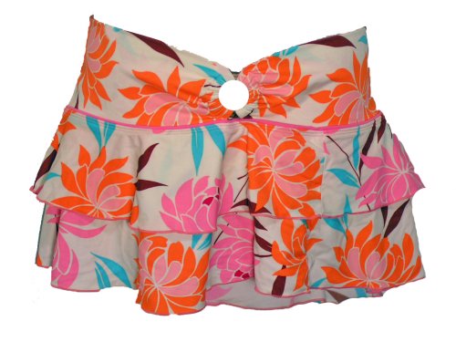 Split Bubblegum Floral Skirted Swim Coverup (Large)