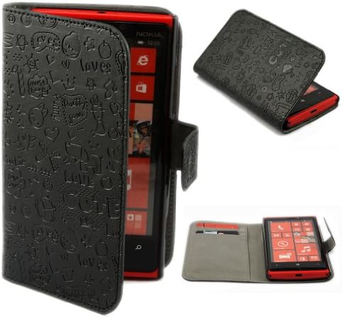 Cartoon Lovely Leather Flip Case Cover for Nokia Lumia 920 Black + 1 gift