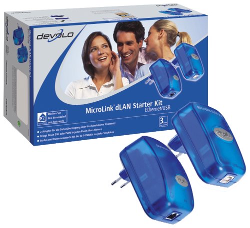 Devolo MicroLink dLAN Ethernet/USB Starterkit - 2 Steckdosenadapter - je 1x mit USB- und 1x mit Ethernet-Anschluss Devolo MicroLink dLAN Ethernet/USB Starterkit - 2 Steckdosenadapter - je 1x mit USB- und 1x mit Ethernet-Anschluss