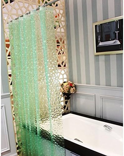 Gemdale PEVA Waterproof Mildew Resistant Shower Curtain Liner, Green 3D Water Cube Shower Curtains