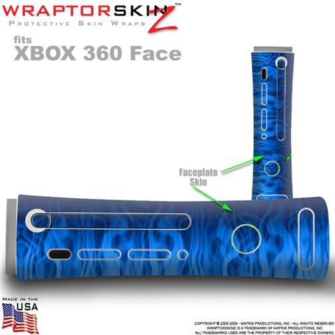 Fire Blue Skin by WraptorSkinz TM fits Original XBOX 360 Factory Faceplates