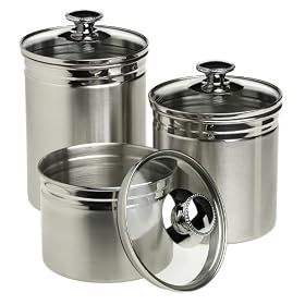Pomerantz Beaded Stainless 3-piece Canister Set by Pomerantz