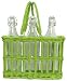 Hand Woven Kiwi Green Painted Willow Basket with 3 Glass Water Bottles, Bottle = 12"H, 36oz