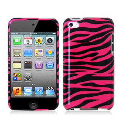 Black and Hot Pink Zebra Hard Snap-on Crystal Skin Case Cover Accessory for Ipod Touch 4th Generation 4g 4 8gb 32gb 64gb