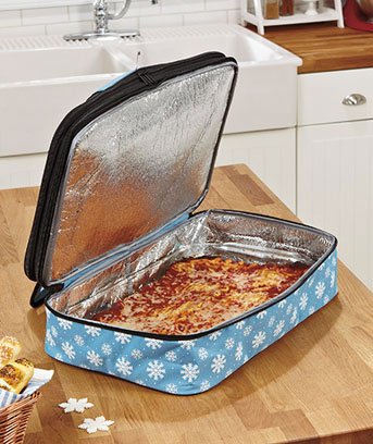 Expandable Hot Cold Insulated Food Casserole Carrier - Blue Snowflake