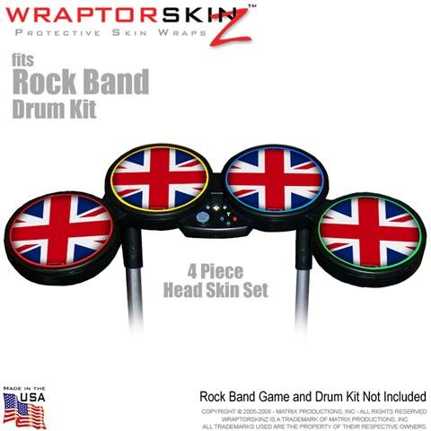 Union Jack 02 Skin by WraptorSkinz fits Rock Band Drum Set for Nintendo Wii, XBOX 360, PS2 & PS3 (DRUMS NOT INCLUDED)