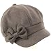 Ladies Winter Fall 6 Panel Newsboy Gatsby Cabbie Driver Ribbon Bow Cap Hat Gray