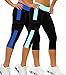 iloveSIA 2PACK Women's Capri Yoga Running Pants Leggings Blue+Sky Blue M