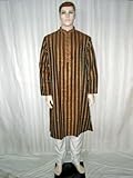 IMAGE OF Bollywood Designer Mens Wear Russet Brown Silk Blend Kurta Pajama Xl Chest 48 Inch