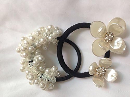 Cuhair(tm)2015 Girl Women Gold Pearl and Flower Hair Accessories Elastic Ties Plastic Hair Rope Fashion Hair Headband Ponytail Holders Hair Tie Assorted Hair Accessories