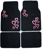 Pink Hearts Front & Backseat Floor Mats 4-pc Set