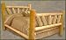 Queen Size Pine Sunburst Log Bed
