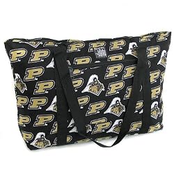 Purdue Tote Bag Deluxe Purdue University with COTTON FABRIC Surface and WATERPROOF LINING